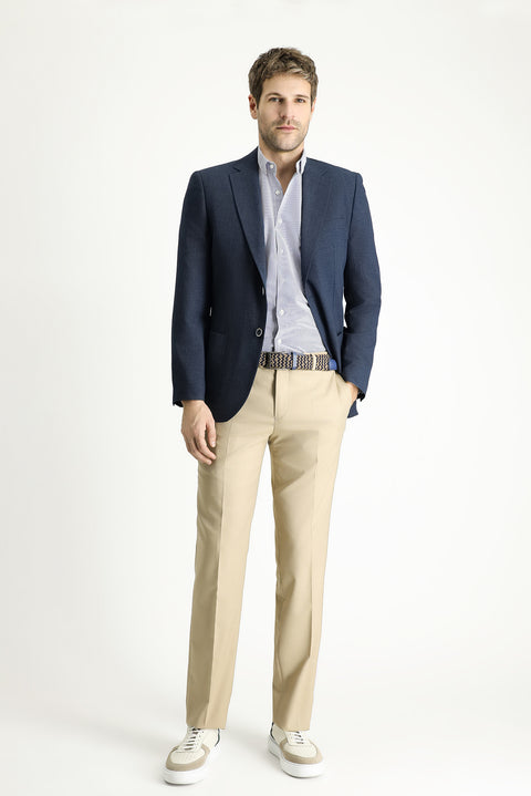 Koyu Lacivert 7 Drop Slim Fit Dar Kesim Spor Desenli Ceket