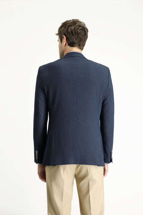 Koyu Lacivert 7 Drop Slim Fit Dar Kesim Spor Desenli Ceket