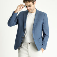 Koyu Mavi  Slim Fit Dar Kesim Spor Desenli Ceket