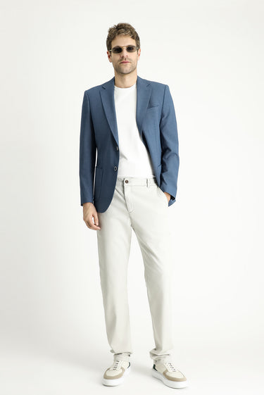 Koyu Mavi  Slim Fit Dar Kesim Spor Desenli Ceket