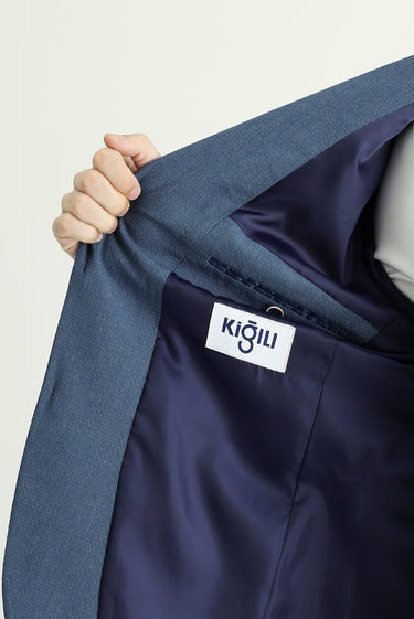 Koyu Mavi  Slim Fit Dar Kesim Spor Desenli Ceket