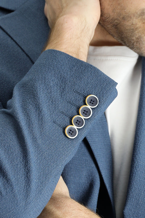 Koyu Mavi  7 Drop Slim Fit Dar Kesim Spor Desenli Ceket