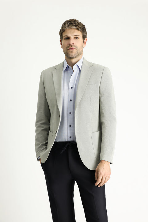 Yağ Yeşili-Olive 7 Drop Slim Fit Dar Kesim Spor Desenli Ceket