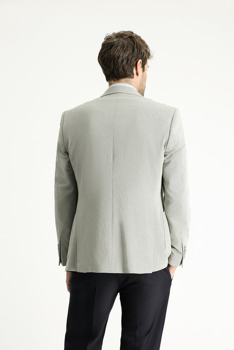 Yağ Yeşili-Olive 7 Drop Slim Fit Dar Kesim Spor Desenli Ceket