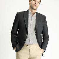 Koyu Antrasit Slim Fit Dar Kesim Spor Desenli Ceket