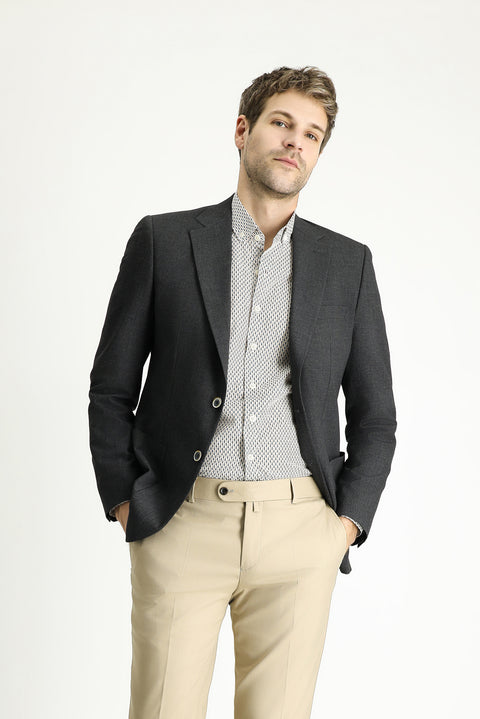 Koyu Antrasit 7 Drop Slim Fit Dar Kesim Spor Desenli Ceket