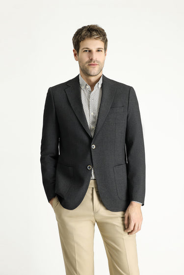 Koyu Antrasit Slim Fit Dar Kesim Spor Desenli Ceket