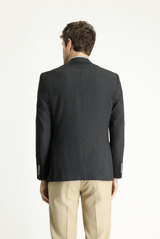  Koyu Antrasit Slim Fit Dar Kesim Spor Desenli Ceket