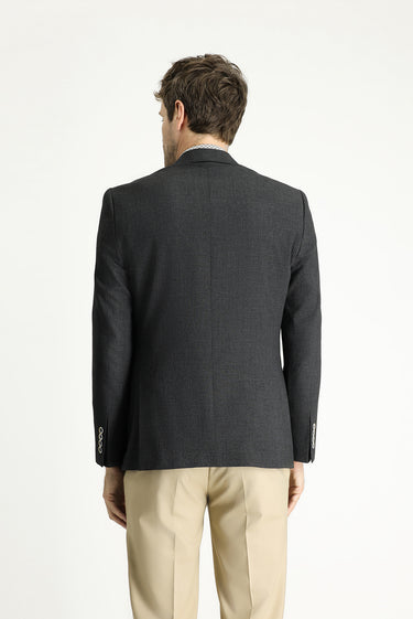Koyu Antrasit Slim Fit Dar Kesim Spor Desenli Ceket