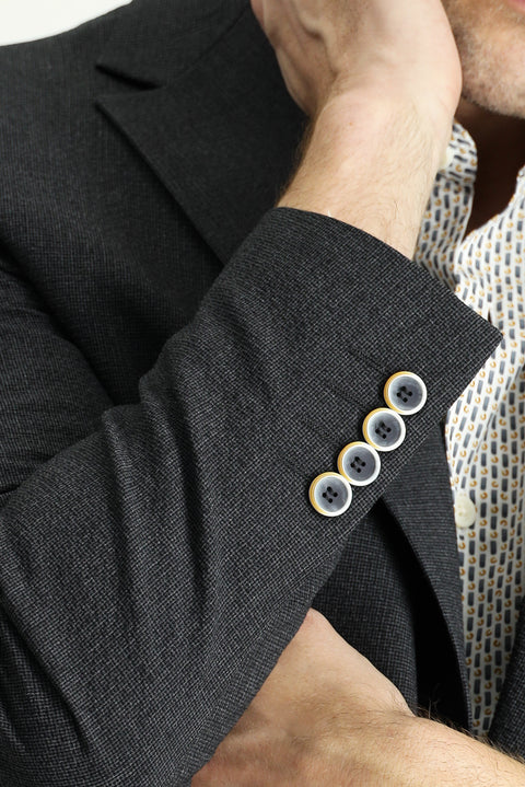 Koyu Antrasit 7 Drop Slim Fit Dar Kesim Spor Desenli Ceket