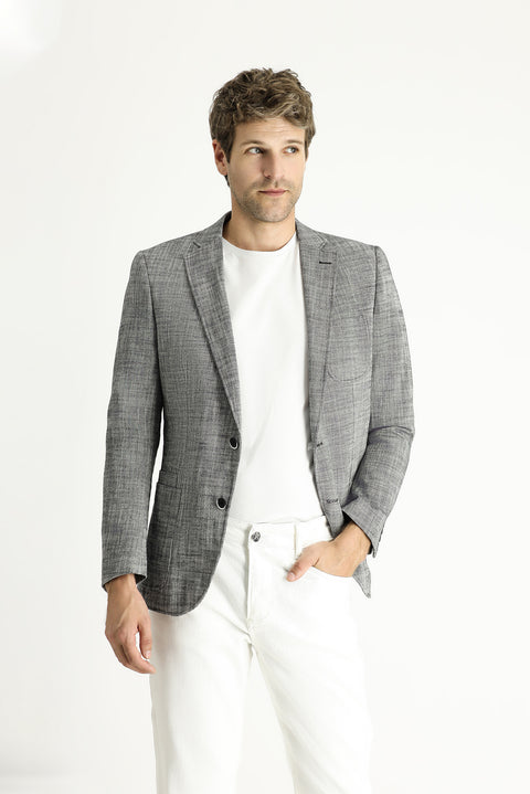 Siyah 7 Drop Slim Fit Dar Kesim Pamuk Klasik Ceket