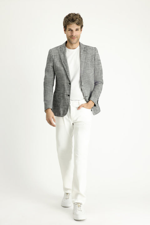 Siyah 7 Drop Slim Fit Dar Kesim Pamuk Klasik Ceket