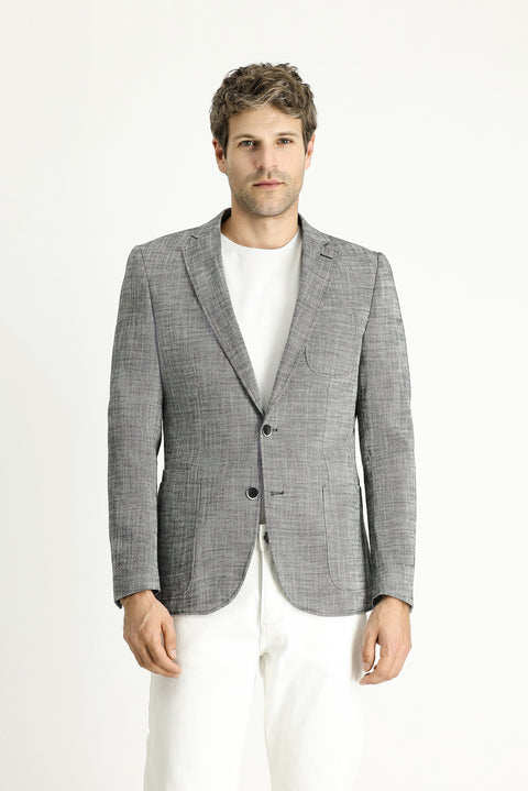 Siyah 7 Drop Slim Fit Dar Kesim Pamuk Klasik Ceket