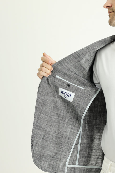 Siyah 7 Drop Slim Fit Dar Kesim Pamuk Klasik Ceket