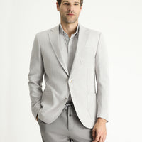 Light Grey 7 Drop Slim Fit Patterned Cotton Sport Jacket