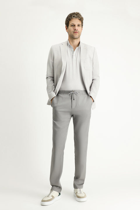 Light Grey 7 Drop Slim Fit Patterned Cotton Sport Jacket