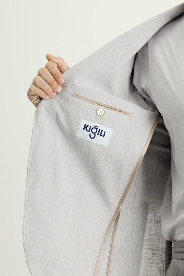 Açık Gri Slim Fit Dar Kesim Desenli Spor Pamuk Ceket