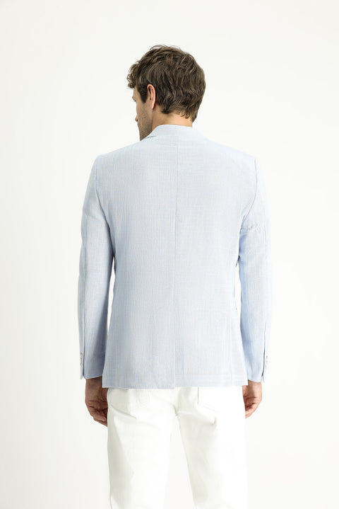 Açık Mavi 7 Drop Slim Fit Dar Kesim Desenli Spor Pamuk Ceket