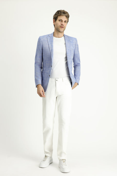 Blue 7 Drop Slim Fit Patterned Cotton Sport Jacket
