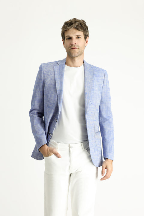 Blue 7 Drop Slim Fit Patterned Cotton Sport Jacket