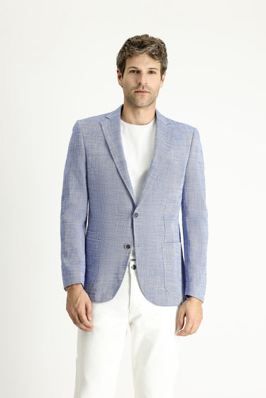 Mavi Slim Fit Dar Kesim Desenli Spor Pamuk Ceket