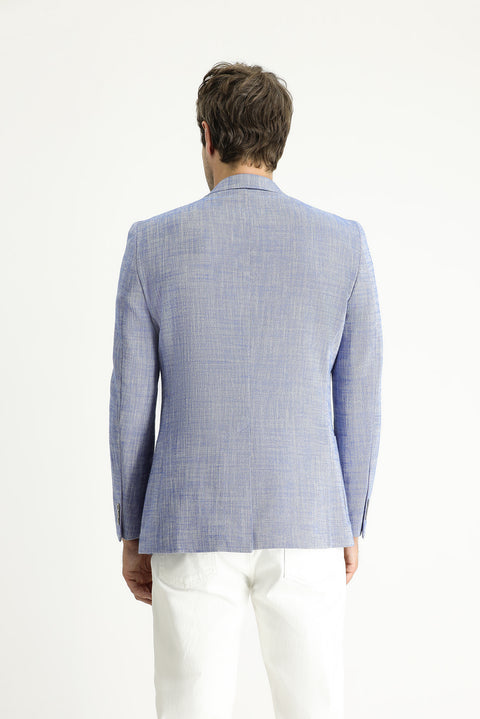 Blue 7 Drop Slim Fit Patterned Cotton Sport Jacket