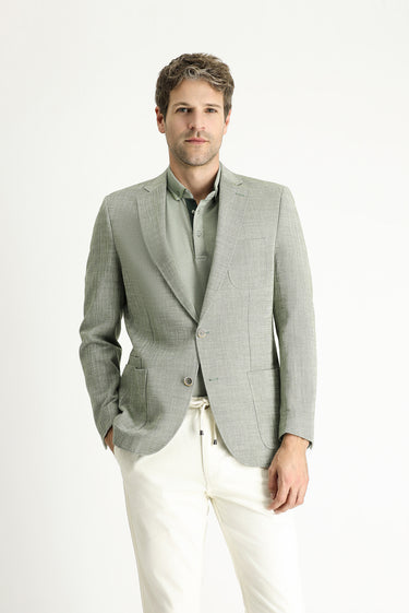 Koyu Haki Regular Fit Desenli Spor Pamuk Ceket