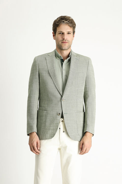 Dark Khaki 6 Drop Regular Fit Standard Cut Patterned Sport Cotton Jacket