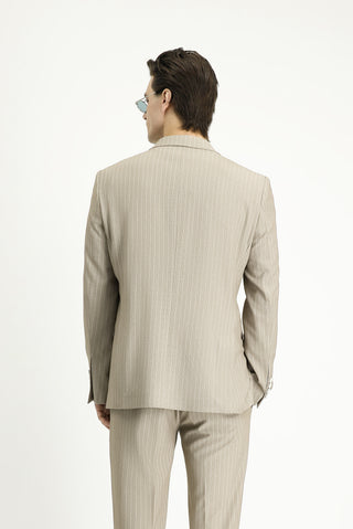  Orta Vizon Slim Fit Dar Kesim Çizgili Kruvaze Ceket