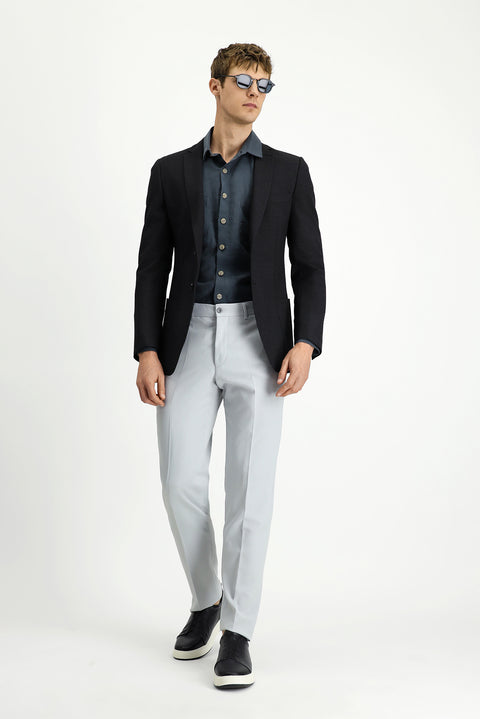 Siyah 7 Drop Super Slim Fit Eksra Dar Kesim Gofre Ceket