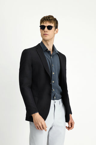  Siyah Super Slim Fit Ekstra Dar Kesim Gofre Ceket