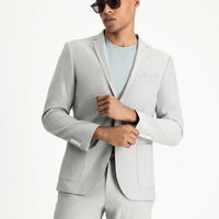 Light Grey 7 Drop Super Slim Fit Extra Narrow Cut Waffle Jacket