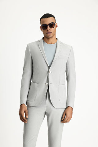  Açık Gri 7 Drop Super Slim Fit Eksra Dar Kesim Gofre Ceket