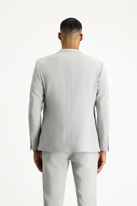 Light Grey 7 Drop Super Slim Fit Extra Narrow Cut Waffle Jacket
