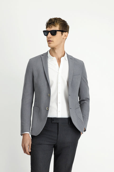 Dark Gray 7 Drop Super Slim Fit Extra Narrow Cut Waffle Jacket