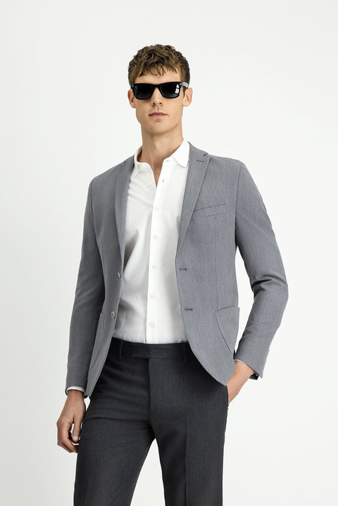 Dark Gray 7 Drop Super Slim Fit Extra Narrow Cut Waffle Jacket