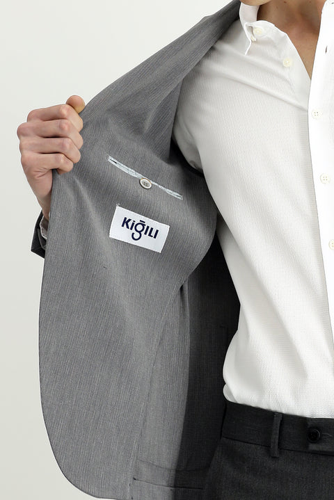 Dark Gray 7 Drop Super Slim Fit Extra Narrow Cut Waffle Jacket