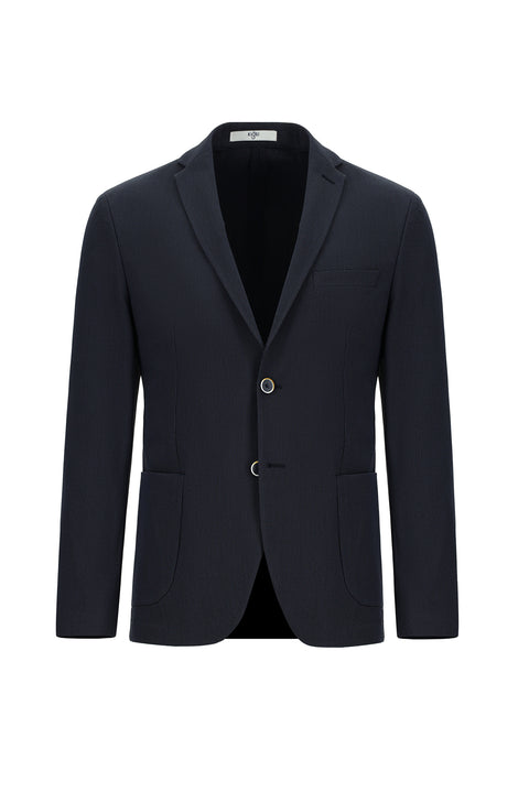 Lacivert 7 Drop Super Slim Fit Eksra Dar Kesim Gofre Ceket