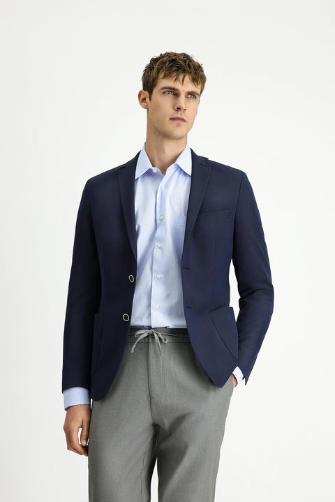 Lacivert 7 Drop Super Slim Fit Eksra Dar Kesim Gofre Ceket