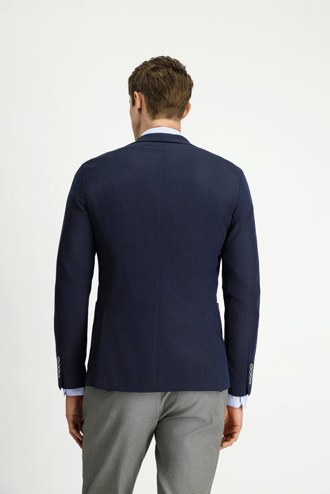 Lacivert 7 Drop Super Slim Fit Eksra Dar Kesim Gofre Ceket