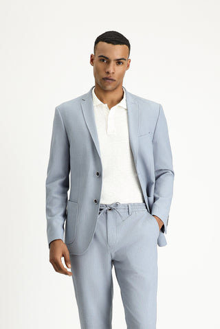  Açık Mavi Super Slim Fit Ekstra Dar Kesim Gofre Ceket