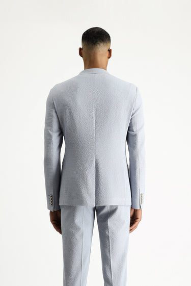 Açık Mavi Super Slim Fit Ekstra Dar Kesim Gofre Ceket