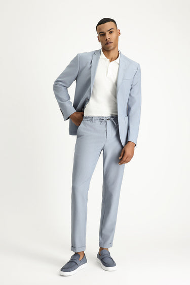 Açık Mavi Super Slim Fit Ekstra Dar Kesim Gofre Ceket