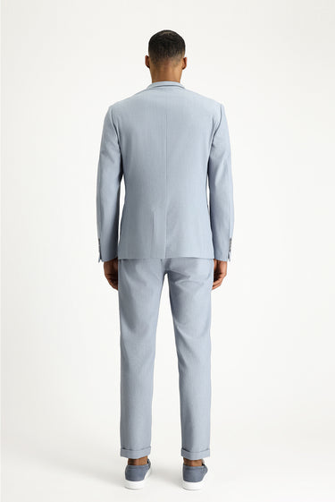 Açık Mavi Super Slim Fit Ekstra Dar Kesim Gofre Ceket