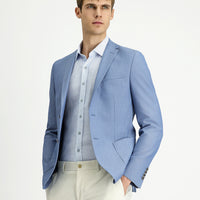 Aqua Blue 7 Drop Super Slim Fit Extra Narrow Cut Waffle Jacket