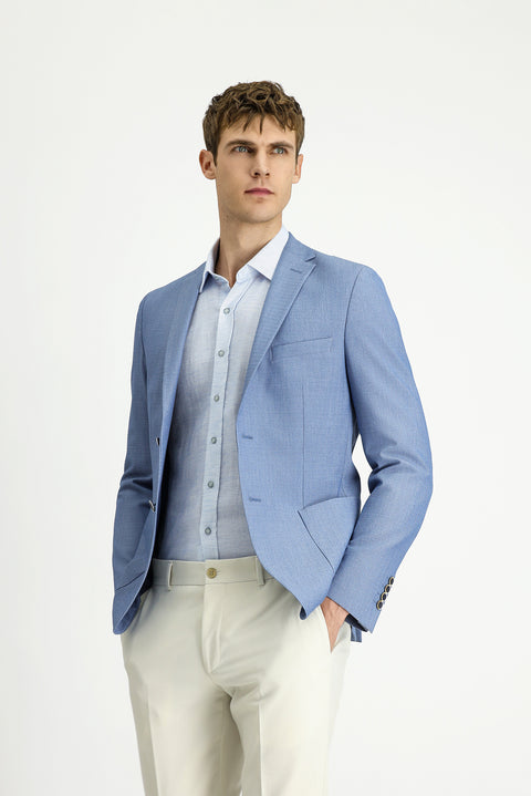 Aqua Blue 7 Drop Super Slim Fit Extra Narrow Cut Waffle Jacket
