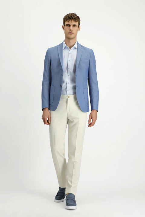 Aqua Blue 7 Drop Super Slim Fit Extra Narrow Cut Waffle Jacket