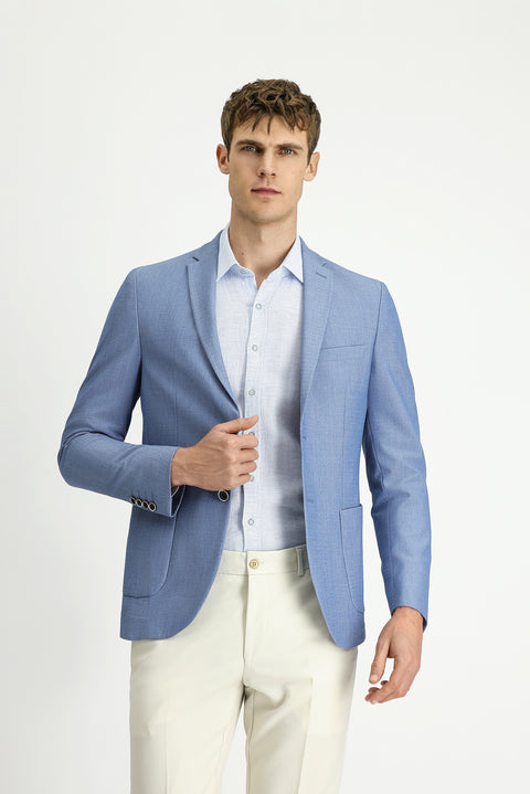 Aqua Blue 7 Drop Super Slim Fit Extra Narrow Cut Waffle Jacket
