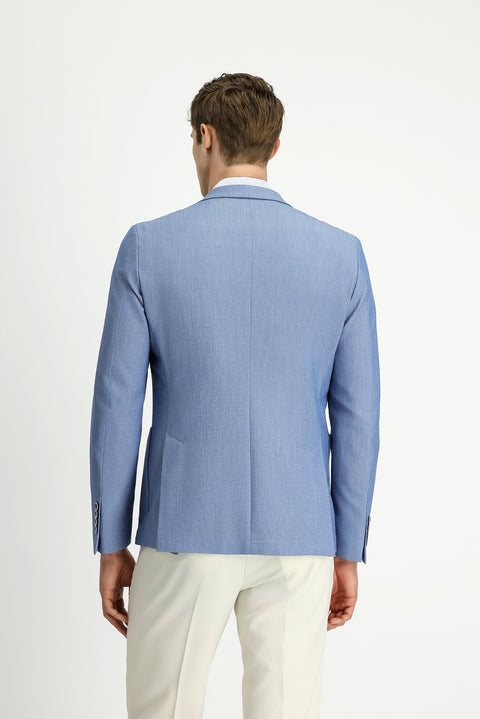 Aqua Blue 7 Drop Super Slim Fit Extra Narrow Cut Waffle Jacket