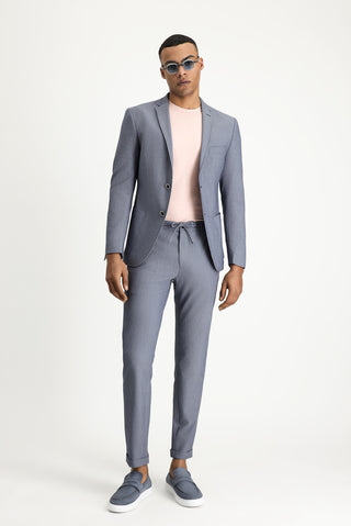 Havacı Mavi 7 Drop Super Slim Fit Eksra Dar Kesim Gofre Ceket